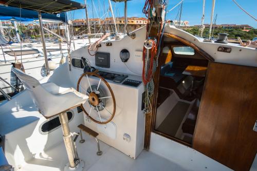 Helm of a catamaran