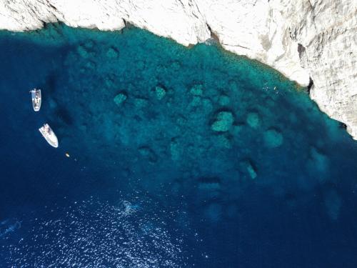 dinghy to the Molara pools with crystal-clear water