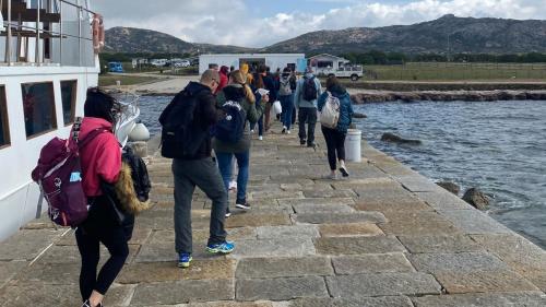 Hikers arrive at Asinara