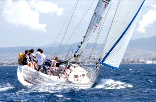 Sailboat with passengers on board