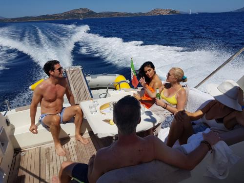 Passengers on board a boat in north east Sardinia