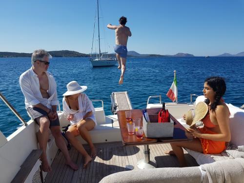 Passengers on board a boat in north east Sardinia