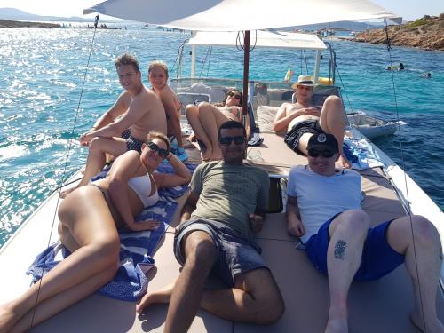 Passengers on board a boat during a tour in Tavolara