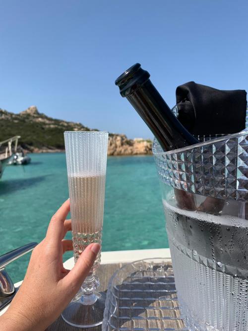 Toast on board an inflatable boat