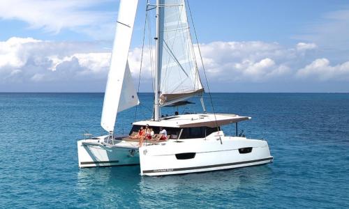 Luxury catamaran in the Gulf of Asinara