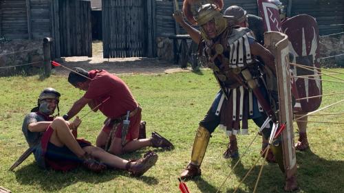 Representation of a battle at the Castrum Romano Museum in Sassari