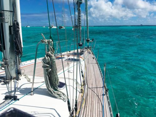 Sailboat during weekly charter
