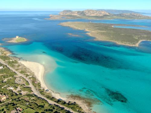Panoramablick auf die Insel Asinara und kristallklares Meer