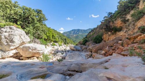 White smooth rock at the entrance to Gorropu canyon