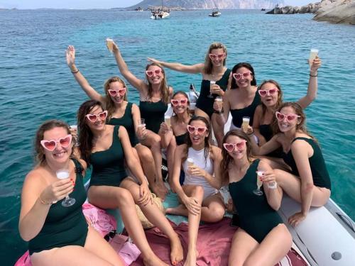 Bachelorette party in a rubber boat