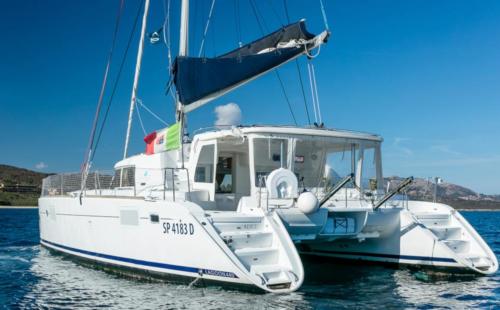 Catamaran in the waters of the La Maddalena Archipelago