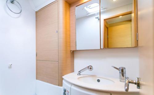 Internal bathroom of a catamaran in the waters of the La Maddalena Archipelago