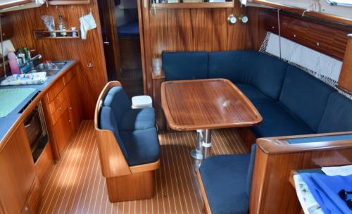 Sailboat lounge interior in Palau