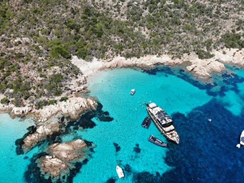 Motor ship between the islands of La Maddalena Archipel